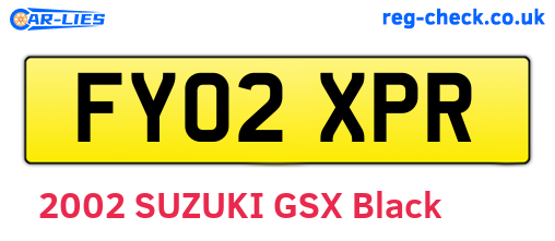 FY02XPR are the vehicle registration plates.