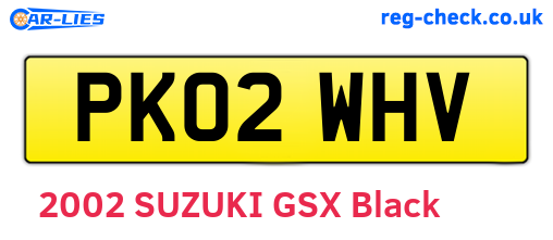PK02WHV are the vehicle registration plates.