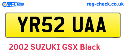 YR52UAA are the vehicle registration plates.