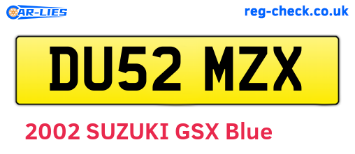 DU52MZX are the vehicle registration plates.