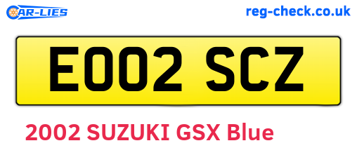 EO02SCZ are the vehicle registration plates.