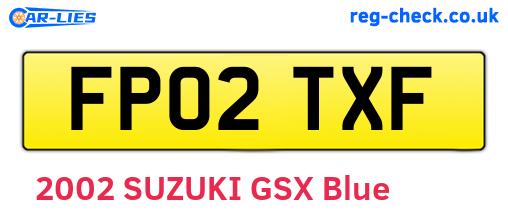 FP02TXF are the vehicle registration plates.