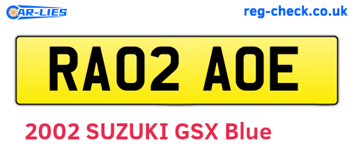 RA02AOE are the vehicle registration plates.