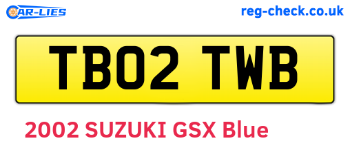 TB02TWB are the vehicle registration plates.