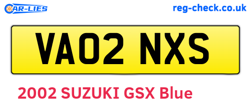 VA02NXS are the vehicle registration plates.