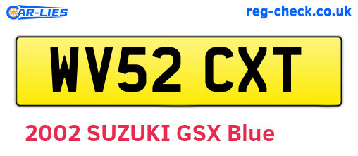 WV52CXT are the vehicle registration plates.