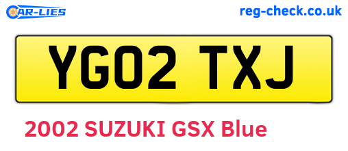YG02TXJ are the vehicle registration plates.