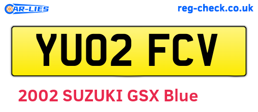 YU02FCV are the vehicle registration plates.