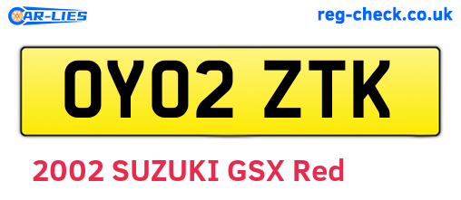 OY02ZTK are the vehicle registration plates.
