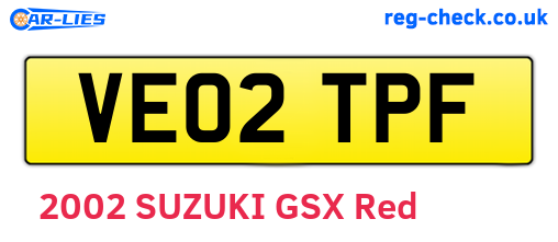 VE02TPF are the vehicle registration plates.