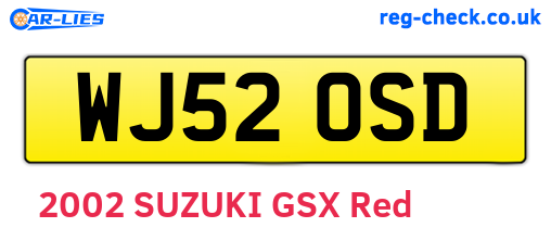 WJ52OSD are the vehicle registration plates.