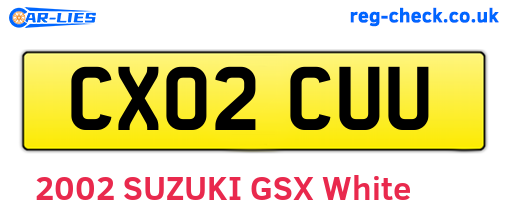 CX02CUU are the vehicle registration plates.