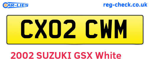 CX02CWM are the vehicle registration plates.