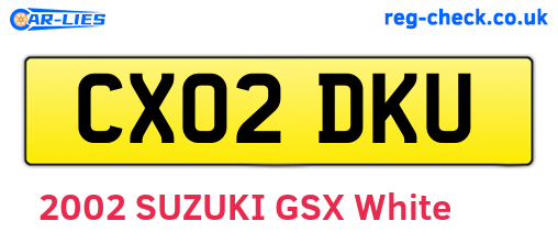 CX02DKU are the vehicle registration plates.