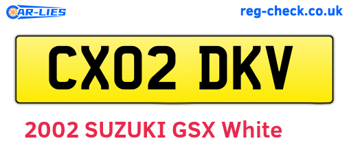 CX02DKV are the vehicle registration plates.