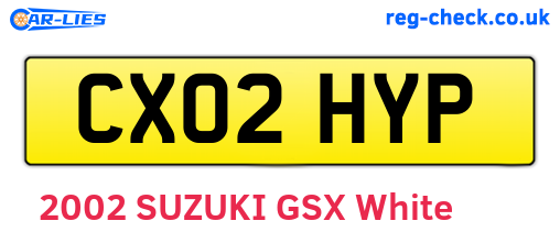 CX02HYP are the vehicle registration plates.