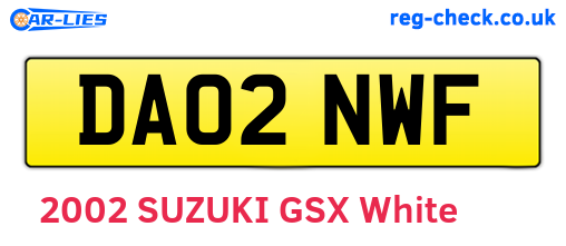 DA02NWF are the vehicle registration plates.
