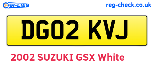 DG02KVJ are the vehicle registration plates.
