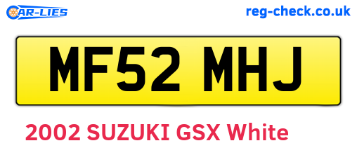 MF52MHJ are the vehicle registration plates.