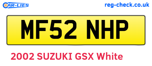 MF52NHP are the vehicle registration plates.