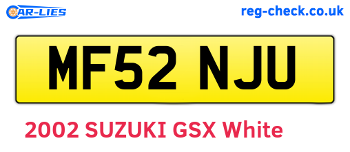 MF52NJU are the vehicle registration plates.