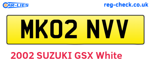 MK02NVV are the vehicle registration plates.