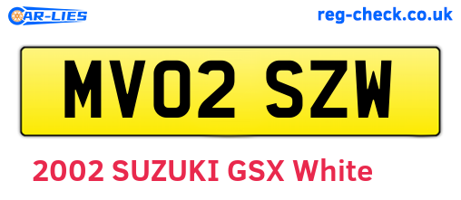 MV02SZW are the vehicle registration plates.