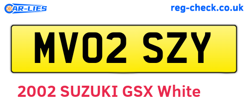 MV02SZY are the vehicle registration plates.