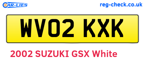 WV02KXK are the vehicle registration plates.