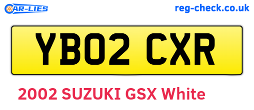 YB02CXR are the vehicle registration plates.