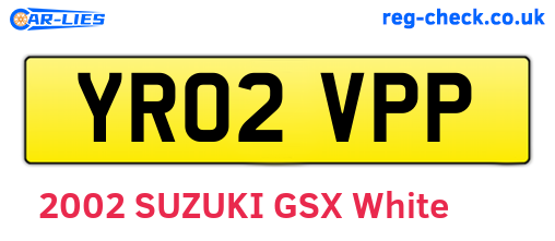 YR02VPP are the vehicle registration plates.