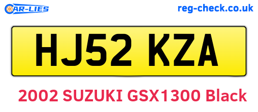 HJ52KZA are the vehicle registration plates.