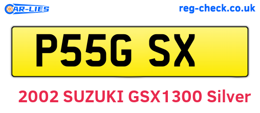 P55GSX are the vehicle registration plates.