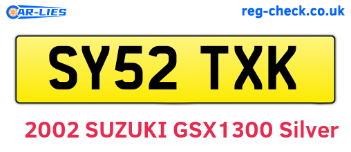 SY52TXK are the vehicle registration plates.