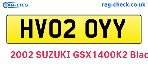 HV02OYY are the vehicle registration plates.