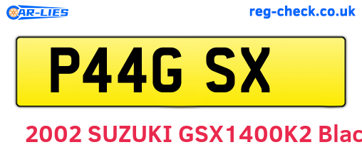 P44GSX are the vehicle registration plates.