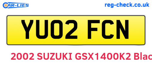 YU02FCN are the vehicle registration plates.