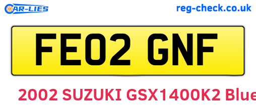 FE02GNF are the vehicle registration plates.