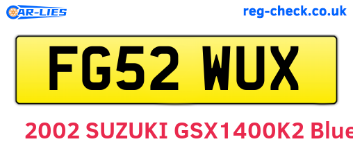 FG52WUX are the vehicle registration plates.