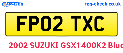FP02TXC are the vehicle registration plates.
