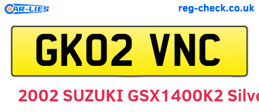 GK02VNC are the vehicle registration plates.