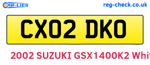 CX02DKO are the vehicle registration plates.