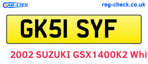 GK51SYF are the vehicle registration plates.