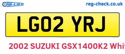 LG02YRJ are the vehicle registration plates.