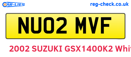 NU02MVF are the vehicle registration plates.