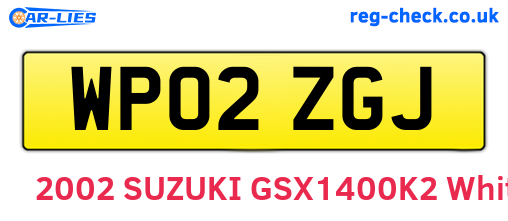 WP02ZGJ are the vehicle registration plates.