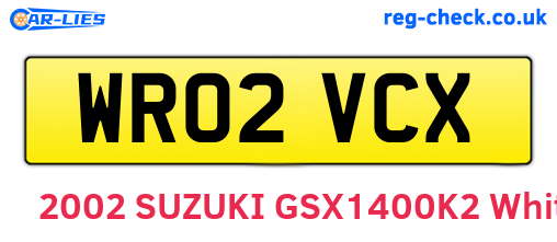 WR02VCX are the vehicle registration plates.