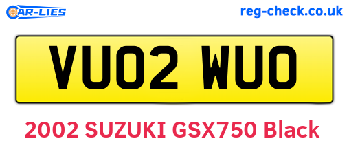 VU02WUO are the vehicle registration plates.
