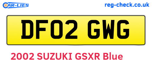 DF02GWG are the vehicle registration plates.