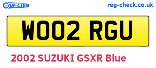 WO02RGU are the vehicle registration plates.